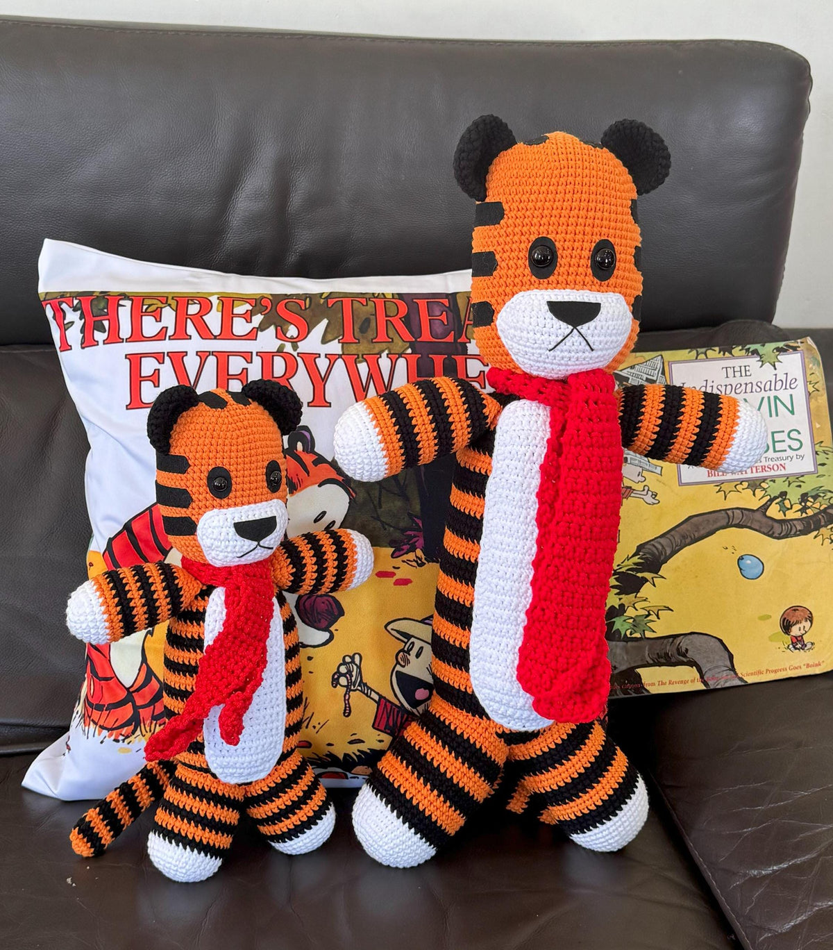 Handmade Crochet Tiger Stuffed Animal, Amigurumi Hobs Doll, Baby Shower Gift, Soft Nursery Decor, Comic Book Gift, Fast ship 3-5 Days