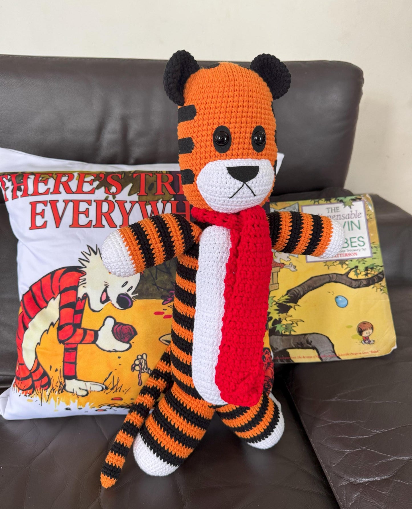 Handmade Crochet Tiger Stuffed Animal, Amigurumi Hobs Doll, Baby Shower Gift, Soft Nursery Decor, Comic Book Gift, Fast ship 3-5 Days