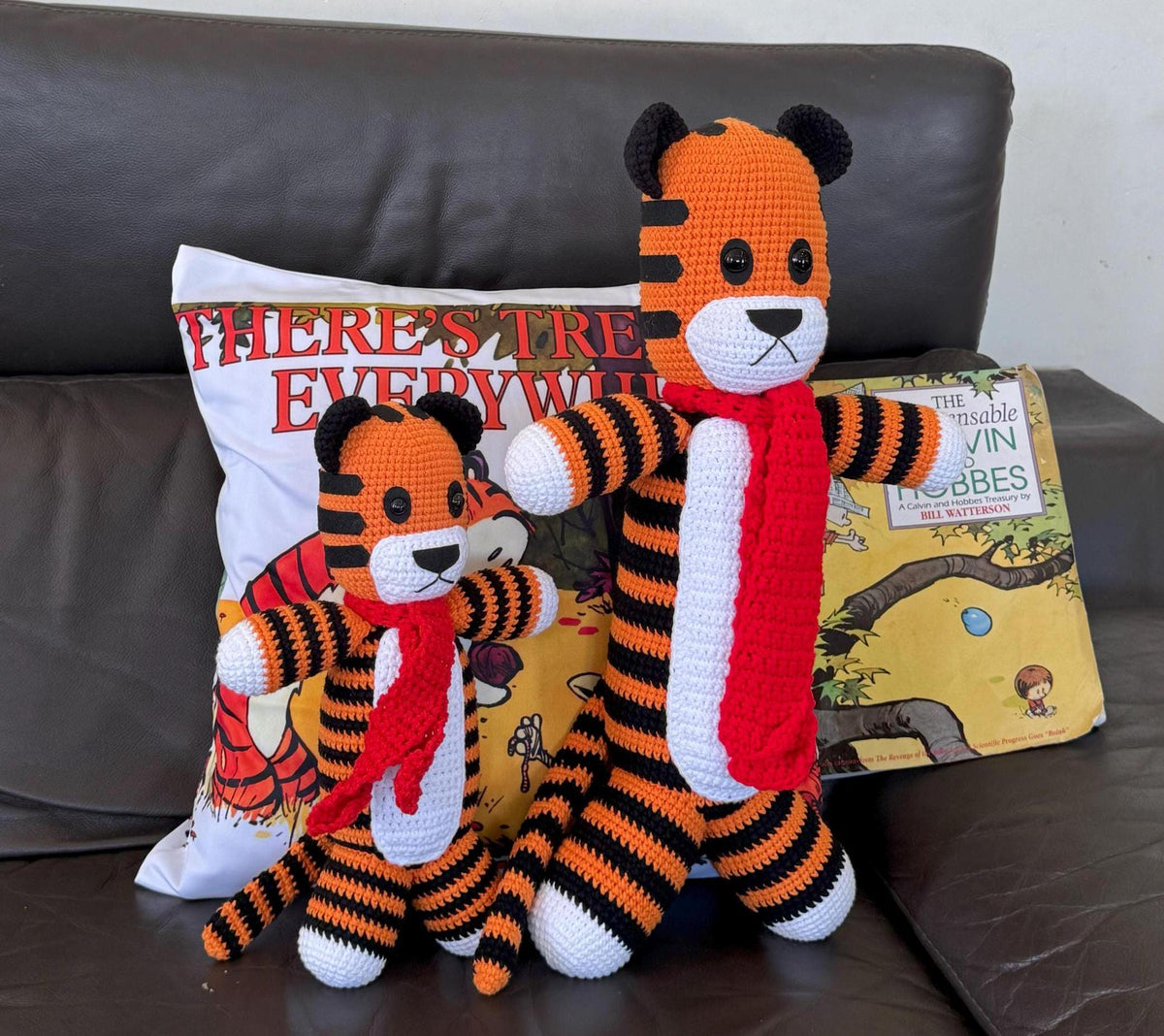 Handmade Crochet Tiger Stuffed Animal, Amigurumi Hobs Doll, Baby Shower Gift, Soft Nursery Decor, Comic Book Gift, Fast ship 3-5 Days
