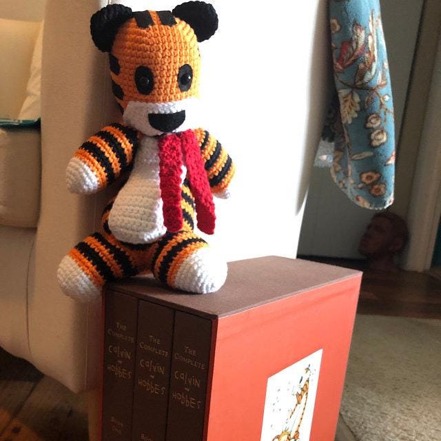 Handmade Crochet Tiger Plushie with Red Scarf, Personalized Name, Amigurumi Stuffed Toy, 12-25 inch Sizes, Baby Shower Gift, Nursery Decor