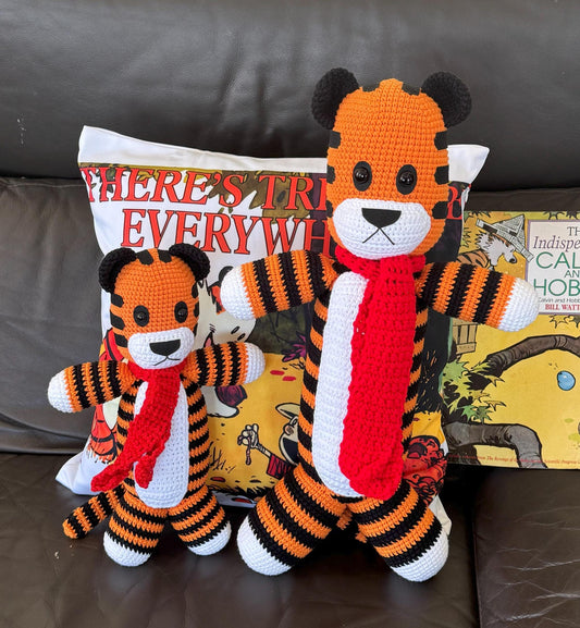 Handmade Crochet Tiger Stuffed Animal, Amigurumi Hobs Doll, Baby Shower Gift, Soft Nursery Decor, Comic Book Gift, Fast ship 3-5 Days