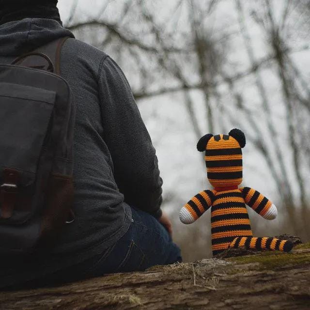 Handmade Crochet Tiger Stuffed Animal, Amigurumi Hobs Doll, Baby Shower Gift, Soft Nursery Decor, Comic Book Gift, Fast ship 3-5 Days